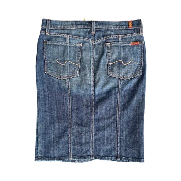 7 For All Mankind Button-Front Denim Skirt Size 28 Mid-Length - Picture 8 of 9